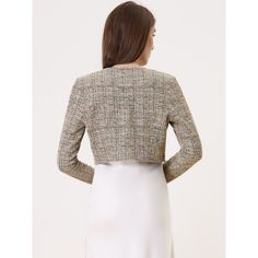 Retro design with tweed can show your elegance and charm, making you look more and more capable. Pair with the casual sleeveless tank top or elegant spaghetti strap dress for a cocktail party. This feminine tweed shrug with soft fabric shows classic and timeless for your daily outfits. Suitable for daily wear, casual, or office work, business, parties, dating, evenings, and other special occasions. Bolero Cardigan, Women's Cardigans, Bolero Shrug, Charm Making, Cardigan Black, Vintage Plaid, Strap Dress, Office Work, Spaghetti Strap Dresses