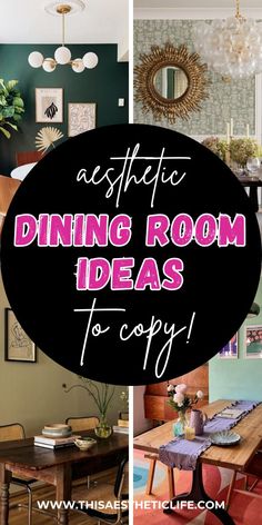 Want to make your dining room more aesthetic? This post shows you 25 of the most stunning dining rooms that you can copy right now! Aesthetic Dining Room Ideas, Jewel Tone Dining Room, Aesthetic Dining Room, Dining Room Decor Ideas, Large Bookshelves, Eclectic Dining Room, Eclectic Dining, Apartment Dining Room, Cozy Breakfast