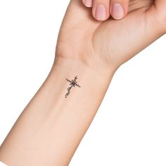 a person's arm with a small tattoo on the left side of their wrist