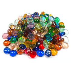 multicolored glass marbles on white background with clipping for text or image