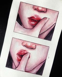 two pictures of the same woman's lips