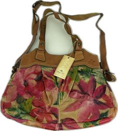 Floral Print Satchel For Everyday Use, Leather Bags With Floral Print For Shopping, Leather Floral Print Satchel Shoulder Bag, Leather Bag With Floral Print For Spring, Travel Floral Print Leather Shoulder Bag, Leather Floral Print Shoulder Bag For Travel, Leather Shoulder Bag With Floral Print For Travel, Spring Floral Print Satchel For Everyday Use, Floral Print Satchel For Everyday Spring Use