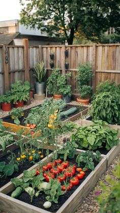 a garden filled with lots of different types of vegetables