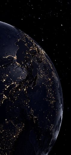 the earth is lit up at night from space