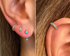 Turquoise Bezel Cartilage Hoop Earrings tragus earrings | Etsy Cartilage Hoop Earrings, Hoops With Charms, Earrings Cartilage, Healing Crystal Ring, Huggie Earrings Gold, Small Gold Hoop Earrings, Tragus Earring, Helix Hoop, Tiny Hoop Earrings