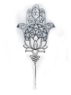 a drawing of a hand with an intricate design on the front and back of it