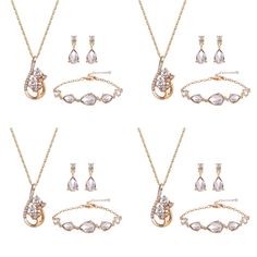 PRICES MAY VARY. ❖HIGH QUALITY MATERIAL❖ This Women'S Wedding Jewellery Set Is Contain One Necklace & One Bracelet & One Pairs Earrings.It's Made Of 18k Gold Plated Eco-Friendly Alloy With Selected Sparkly Crystal And 3A Rhinestone. High Polished. Lead-Free & Nickel-Free, Hypoallergenic And Suitable For Almost All Of Sensitive Ears.With A Fabulous Design And Solid Construction,Never Goes Out Of Style; ❖JEWELLERY SET SIZE❖ Necklace Length:Adjustable In 45.7-50.8 Cm(18+2 Inch),Pendant Size:24.3*13 Rose Gold Jewelry For Mother's Day Party, Elegant Jewelry Sets For Mother's Day Wedding, Elegant Jewelry Sets For Wedding And Mother's Day, Mother's Day Rose Gold Party Jewelry, Cubic Zirconia Jewelry Sets For Wedding And Mother's Day, Cubic Zirconia Jewelry Sets For Wedding On Mother's Day, Elegant Rose Gold Jewelry Sets For Mother's Day, Gold Jewelry Sets For Mother's Day Formal Occasion, Elegant Gold Jewelry Sets For Mother's Day