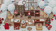 an animated christmas scene with santa claus's office