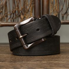 Business Style Pin Buckle Leather Belt For Men! Complete your professional look with the Business Style Pin Buckle Leather Belt for Men. Made from high-quality leather that gradually develops a fine patina, this belt is not just an accessory but also reflects the time-honored heritage of classic style. An elegant design with a classic buckle that creates a subtle silhouette that complements any suit or dress. Whether you're closing a deal in the boardroom or commanding attention at a client meet Classic Black Belt With Antique Buckle, Classic Black Belts And Suspenders With Antique Buckle, Black Formal Belt With Antique Buckle, Formal Black Belt With Antique Buckle, Formal Black Antique Belt Buckle, Business Leather Belts And Suspenders With Antique Buckle, Leather Belts And Suspenders With Antique Buckle For Business, Vintage Leather Belts And Suspenders For Business, Classic Belt Buckle With Antique Design