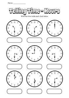 telling time hours worksheet for kids to learn how to tell the time