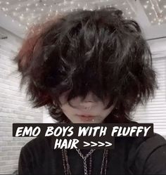 Emo boys with fluffy hair need to slide in my dms >>> Fluffy Masculine Hair, Emo Masc Hair, Emo Fluffy Hair Boy, Emo Guys With Fluffy Hair, Fluffy Haired Guy, Fluffy Long Hair Boy, Wolf Cuts Curly Hair, Cute Guy Pics Fluffy Hair, Cute Guys 13 Fluffy Hair