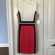 New With Tags Calvin Klein Dress, Size 6 Calvin Kline Dresses, Sleeveless Lace Dress, Red Bodycon Dress, Calvin Klein White, Blue Sleeveless Dress, Black Halter Dress, Sleeveless Bodycon Dress, Casual Work Outfit, Sleeveless Sheath Dress