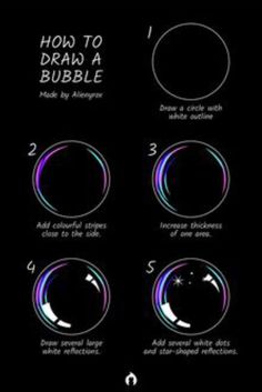 the instructions for how to draw a bubble in photoshopped with light and shadow