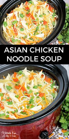 Slow Cooker Asian Chicken, Asian Chicken Noodle Soup, Slow Cooker Asian, Quick And Easy Soup, Best Soup Recipes, Asian Soup, Soup Kitchen, Soup Recipes Slow Cooker