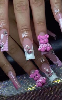 Baddie Acrylics, Nail Board, Nail Stencils, Nails Design With Rhinestones, Simple Acrylic Nails, Long Acrylic Nails Coffin