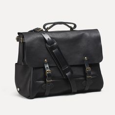 Men's Laptop Bags | Leather Briefcase - Made in France | Bleu de chauffe Classic Top Handle Satchel For On-the-go, Classic Black Laptop Bag For Everyday Use, Classic Bags With Detachable Strap For On-the-go, On-the-go Black Bag With Detachable Strap, Classic Bag With Detachable Strap For On-the-go, Black On-the-go Bag With Detachable Strap, Classic Duffle Bag With Removable Pouch For Everyday, Classic Everyday Duffle Bag With Removable Pouch, Black Rectangular Laptop Bag With Adjustable Strap