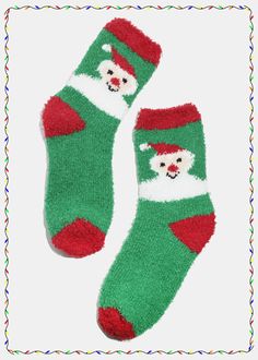 Super soft fuzzy crew socks that are a beautiful fabrics colors  Cozy and comfortable fits Size Womens 6-9 very soft and stretchy Christmas Fuzzy Socks, Green Santa, Beautiful Fabrics, Comfortable Fits, Crew Socks, Beautiful Fabric, Fabric Color