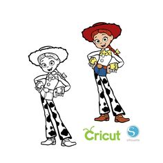 two cartoon characters, one with red hair and the other wearing black and white polka dots