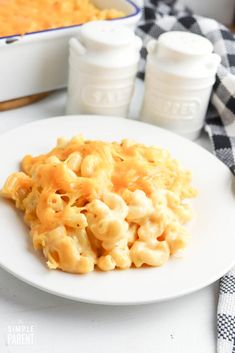 macaroni and cheese on a white plate