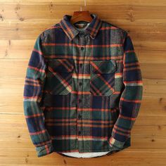 Men's Plaid Plush Warm Jacket Coat Lapel Thick Jacket Husband Clothes, Gingham Outfit, Thick Jacket, Mens Outdoor Clothing, Concept Clothing, Mens Trendy Outfits, Mens Casual Dress Outfits, Men Stylish Dress, Flannel Jacket