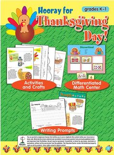 a thanksgiving activity book with turkeys and other things to do on the front cover