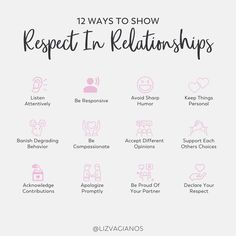 Want to know what relationships need to thrive? 𝐌𝐮𝐭𝐮𝐚𝐥 𝐫𝐞𝐬𝐩𝐞𝐜𝐭 𝐟𝐨𝐫 𝐞𝐚𝐜𝐡 𝐨𝐭𝐡𝐞𝐫! There are many ways to show respect to your partner. Which way do you like your partner to show you respect? How To Make Others Respect You, Respect Marriage, How To Show Your Partner Appreciation, How To Make Your Partner Feel Loved, Ways To Respect Yourself, Basic Respect Relationships, Respectful Relationships, Respect In Relationships, What Respect Looks Like