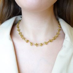 Rope Knot Chain Necklace Gold Rolo Chain Link Necklace, Yellow Gold Chunky Chain Necklace For Party, Gold Link Choker For Gifts, Yellow Gold Metal Necklace With Rolo Chain, Gold Link Necklace For Party, Gold Link Chain Choker, Yellow Gold Chain Choker As Gift, Chain Stack, Chain Necklace Silver