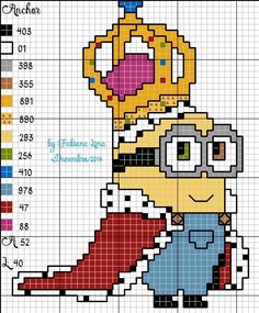 a cross stitch pattern with a cartoon character