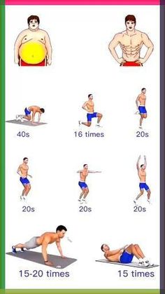 an exercise poster shows how to do the same exercises for each body type as well as their weight