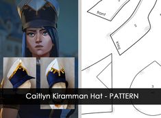 Caitlyn Kiramman Hat - PATTERN (Arcane) 4 pages A4 pdf ready to print. Hat pattern + my progress of hat circumference head - 55cm (my head) (You can change scale before printing)  This is a DIGITAL TEMPLATE ONLY. You are purchasing the TEMPLATE, not the finished product. For more info, contact me at email on Lycosa.contact [!at] gmail.com Or @lycosa_cosplay on Instagram Arcane Caitlyn, Caitlyn Arcane, Caitlyn Kiramman, Cosplay Diy, Hat Pattern, Drawing And Illustration, Digital Drawing, Drawing Illustrations, Drawings