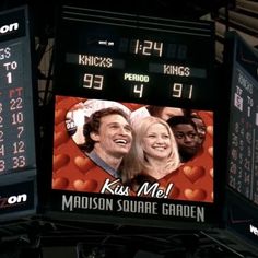 the scoreboard at madison's square garden shows that they are in love with each other