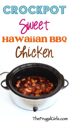 the crockpot sweet hawaiian bbq chicken is ready to be eaten