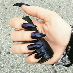 Dark Stiletto Nails, Purple Witchy Nails, Stiletto Nails Short, Witchy Nails, Stiletto Nail Art, Gothic Nails, Black Nail