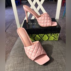 Pink Stitch, Sexy Quilted High Heels For Women, Square Open Toe Shoes Heels - Blush Size 11. They Run Very, Very Narrow! If You Wear A 9.5 Or 10/10.5 With Narrow Feet, These Will Fit. Please Don’t Buy If You Are An 11 Wide Pink High Heel Shoes For Date Night, Pink High Heels For Date Night, Amazon Shoes, High Heels For Women, Pink Stitch, Black Stiletto Heels, Grey Heels, Pink Square, Embellished Heels