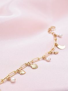 Julie Bracelet — Hani Bee Jewelry 14k Gold-filled Pearl Charm Bracelet, 14k Gold Filled Pearl Charm Bracelet, Dainty 14k Gold Filled Bracelet With Pearl Charm, Birthday Inspo, Bee Jewelry, Palm Beach Fl, Spring Rings, Palm Beach, Freshwater Pearls