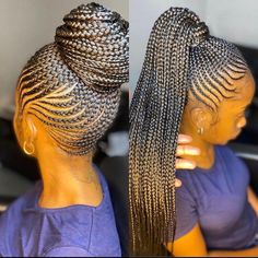 Cornrow Updo Hairstyles, Feed In Braids Ponytail, Feed In Ponytail, Cornrow Ponytail, Ghana Weaving, Black Hair Updo Hairstyles, African Hair Braiding Styles, Braided Bun Hairstyles, Box Braids Hairstyles For Black Women