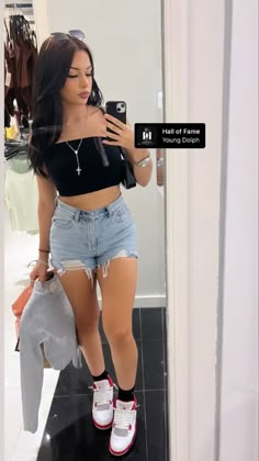 Copy And Paste Latina Outfits With Shorts, Daisy Marquez Nails, Latina Valentines Outfit, Cute Simple Outfits Latina, Summer Latina Aesthetic, Latina Aesthetic Outfit Summer, Cute Latina Outfits Summer, Casual Park Day Outfit Summer, Short Latina Outfits