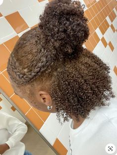 Light Brown Natural Hair, Hair Two Braids, Natural Type 4 Hair, Bun Curly Hair, Light Caramel Brown, 4c Natural Hairstyles Short, Natural Braided Hairstyles, 4b Hair, Natural Hair Routine