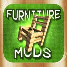 a wooden sign that says furniture mods on the front, and an image of a chair in the back