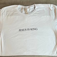 Never Worn Canvas Brand T-Shirt. "Jesus Is King" On Front Crew Neck, Size Small Popular Tshirt Designs, Jesus Merch, Church Tshirts, Church Merch, Jesus Clothing, Christian Products, Christian Tshirt Design, Jesus Clothes, Christian Merch