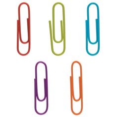 four different colored paper clips in the shape of magnets on a white background illustration