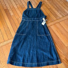 Ralph Lauren Denim Dress. Size 6, Nwt. Bought A Few Years Back And Never Wore. I Think It Runs A Little Small. I Think Someone Who Is A True 4 Would Fit Into It Better. So Nice And Feminine. Quality Is Greatdefinitely Would Keep If It Fit Better On Me. Looks So Nice With A Tight Short Sleeve Or Long Sleeve Underneath. I Do Not Think You Should Purchase If You Are On The Shorter Side Or Have A Large Chest Area. Please Ask Questions Prior To Purchase. A-line Denim Dress With Pockets, Casual Blue Ralph Lauren Dress, Ralph Lauren Casual Midi Dress, Casual Navy Dress, Denim Dress With Belt, Polo Dress Women, Blue Green Dress, Dress For Petite Women, Black Lace Midi Dress