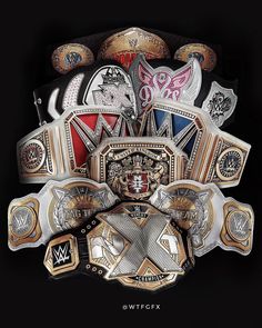 a bunch of different types of wrestling belts