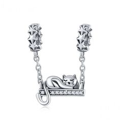 This beautiful cat dangle charm is individually handcrafted with 100% 925 sterling silver and CZ, it will fit Pandora or European style snake chain bracelets, bangles and necklaces, a perfect gift for any occasion. Condition: Brand new, great quality Material: 925 Sterling Silver, CZ Quantity: One piece (bracelet or chain is not included) Please visit our shop for more savings: https://www.etsy.com/shop/CharmsGemori Please see our shipping info: https://www.etsy.com/shop/CharmsGemori?section_id= Cat Pendant Necklace, Diy Pendant Necklace, Sterling Silver Cat, Silver Cat, Fitness Bracelet, Cat Pendants, Christmas Gift Jewelry, Diy Schmuck, Star Charms