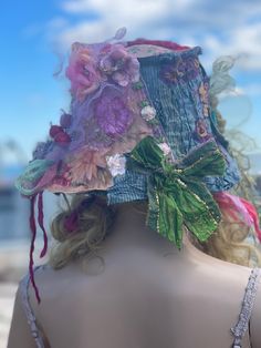 Bohemian Hat Embellished Hat Boho Chic Style Gypsy Style Mori Girl Hat Vintage Style Embellished Hat Art to Wear Hat Hippie Style Hat - Etsy Bohemian Hat, Bohemian Hats, Hat Art, Boho Chic Style, Lace Silk, Art To Wear, Mori Girl, Beaded Trim, Girl With Hat