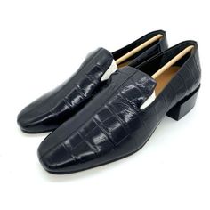 Via Spiga Women's Baudelaire Loafer Black Embossed Patent Leather Shoes. New With Box And Dust Bag. Size 7. With A 1 1/2” Block Heel. Leather Round Toe Slip-ons For Evening, Black Square Toe Loafers For Business, Black Pointed Toe Formal Moccasins, Formal Black Pointed Toe Moccasins, Black Formal Moccasins With Pointed Toe, Black Leather Evening Slip-ons, Black Leather Slip-ons For Evening, Black Leather-lined Loafers For Evening, Black Leather Lined Loafers For Evening