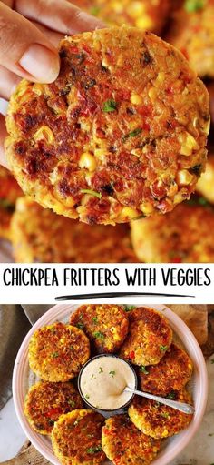 chickpea fritters with veggies on the side