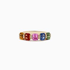 Effy Watercolors 14K Yellow Gold Multi Sapphire and Diamond Ring, 2.50 TCW Multi Sapphire, Sapphire And Diamond Ring, Diamond Ring, Sapphire, 50 %, Yellow Gold, Ring, Yellow, Gold