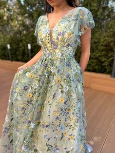 Floral Wedding Dress Alternative - Embroidered Fairy Dress - Colorful Unique Gown - Dresses Dioma Floral Wedding Dress With Sleeves, Wedding Dress Colorful, Floral Gowns, Embroidered Fairy, Cotillion Dresses, Floral Dress Wedding Guest, Alternative Wedding Dress, Colorful Floral Dress, Wedding Dress With Sleeves