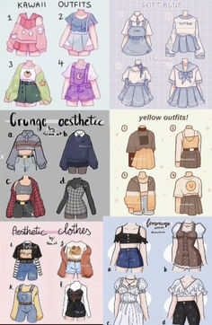 How To Draw Cute Outfits, Cute Clothes To Draw, Chibi Art Style Clothes, How To Draw A Outfit, Drawing Shirt Ideas, Drawing Chibi Clothes, Cute Outfits For Drawings, Cute Clothes Drawing Kawaii, Anime Clothes Sketch